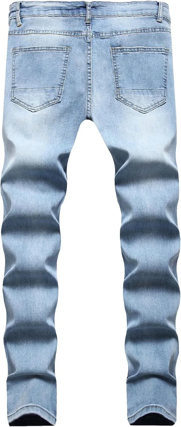 Джинсы Slim Fit Ripped, Light Blue — фото 4