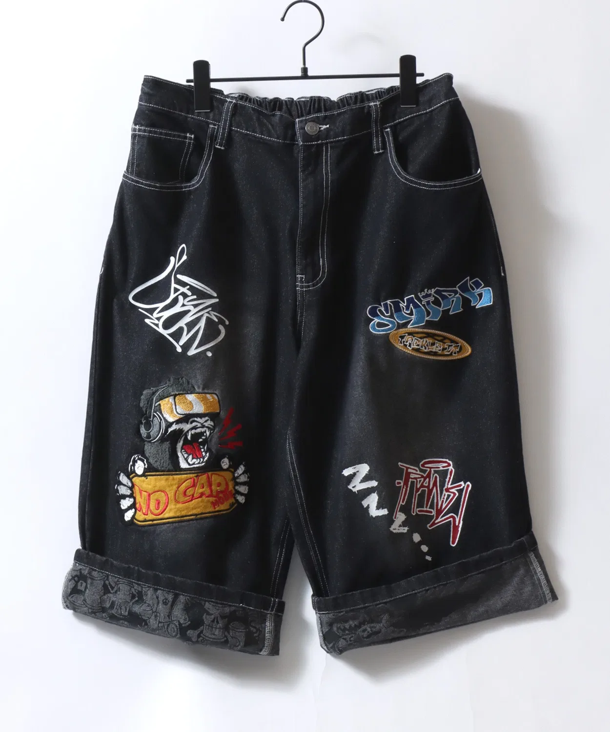 Детские шорты джинсовые с принтом, модель Street Design Patch & Print Roll Up SITRY, Blue — фото 2