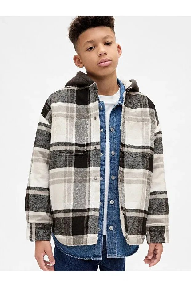 Детская для мальчиков флисовая куртка с капюшоном Gap, Gray-000