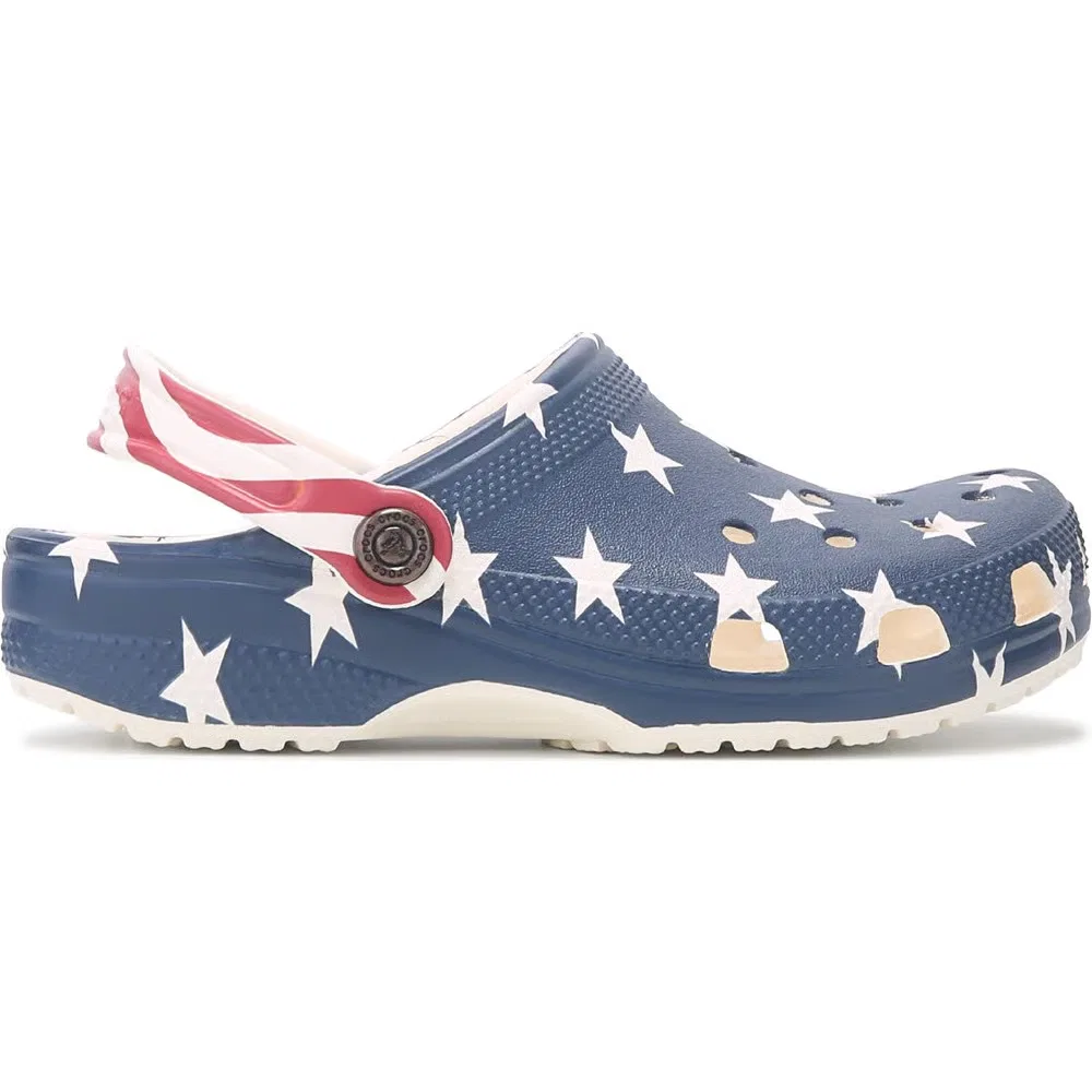Детские классические сабо с графическим рисунком Crocs, Chalk Americana Mult — фото 2