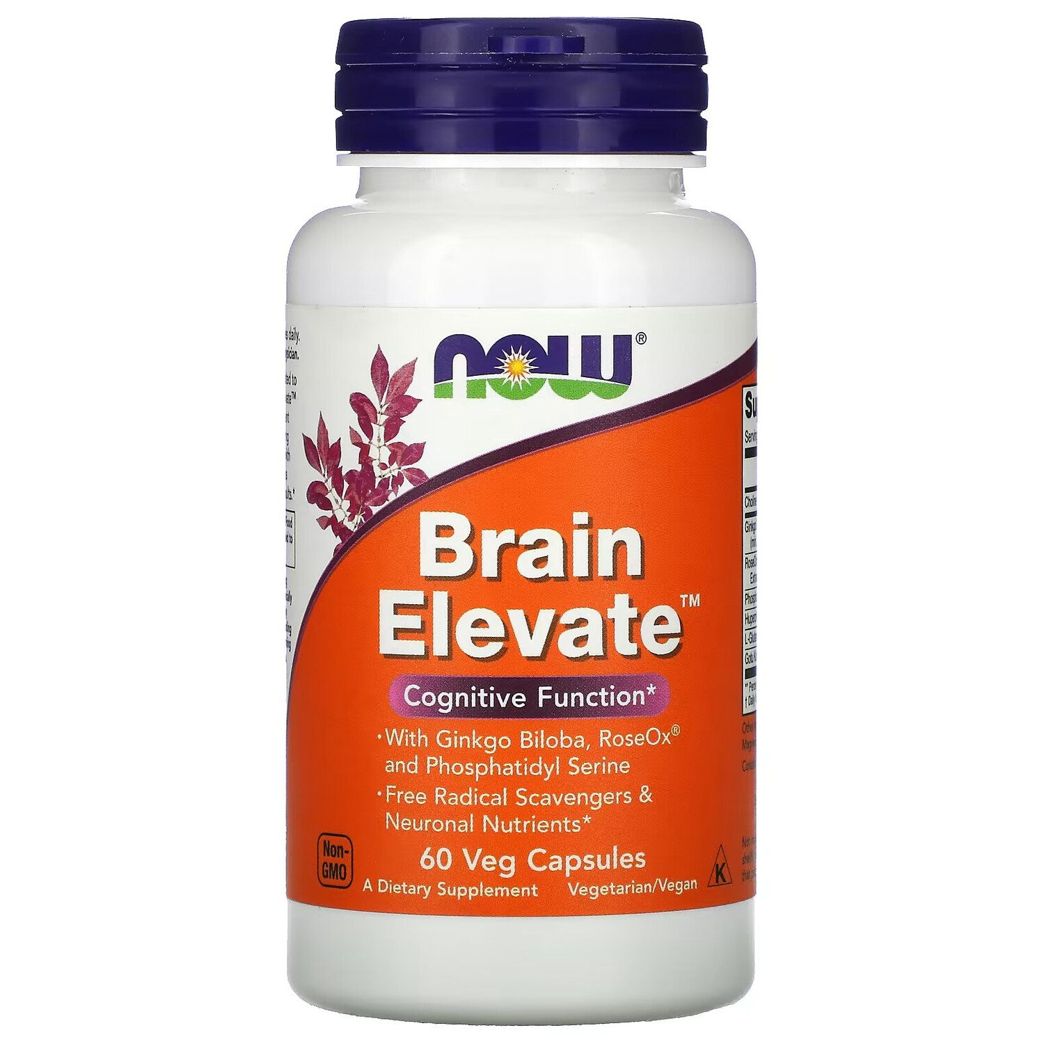 

Добавка NOW Foods, Brain Elevate, 60 растительных капсул