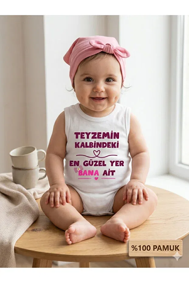 Детское боди с принтом для новорожденных Wherever i am in my aunt's heart is mine Hazden, White — фото 2