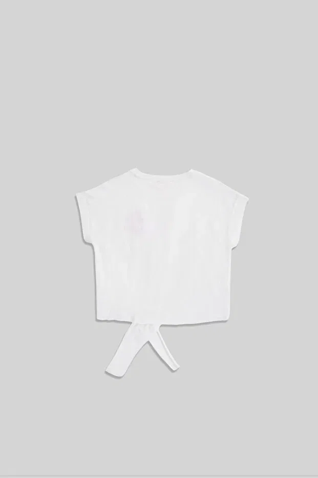 Детская футболка для девочек с принтом Cotton girl's t-shirt Minojoy, Ecru — фото 4