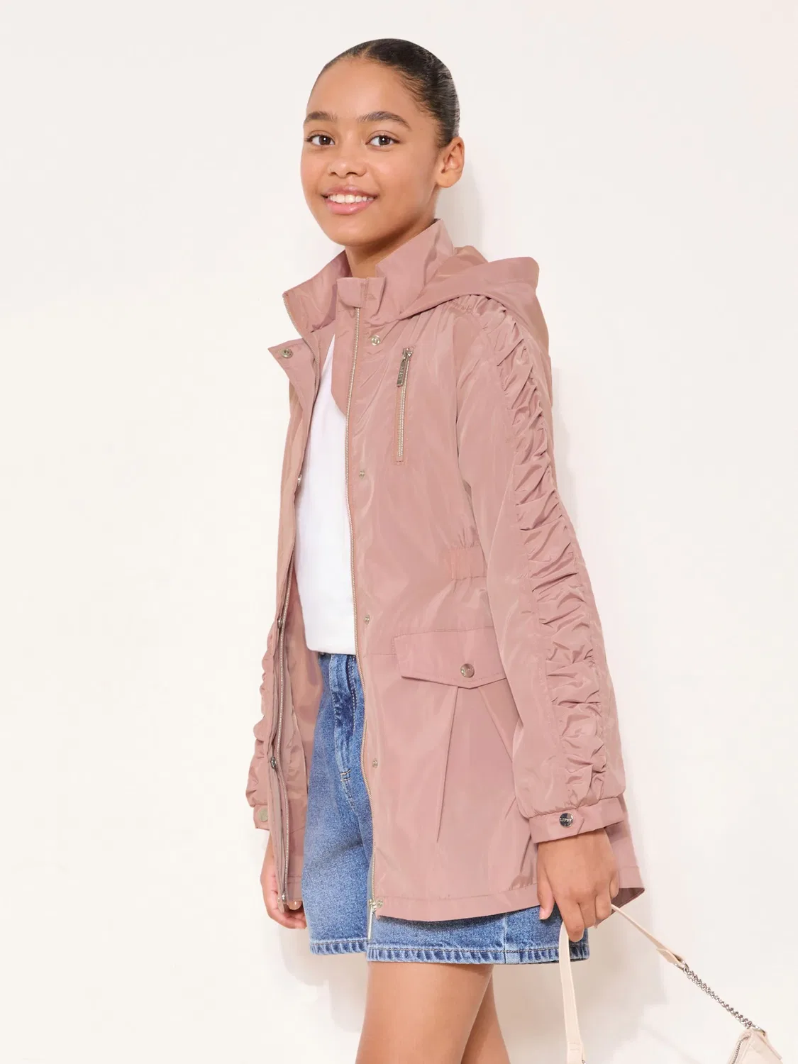 Дождевик LIPSY Pink Shower Resistant Lightweight Ruched, розовый
