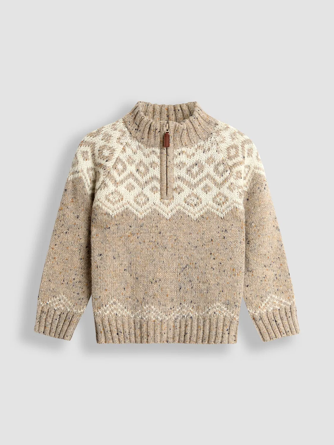 Свитер с полузастежкой Fair Isle Jojo Maman Bébé, натуральный