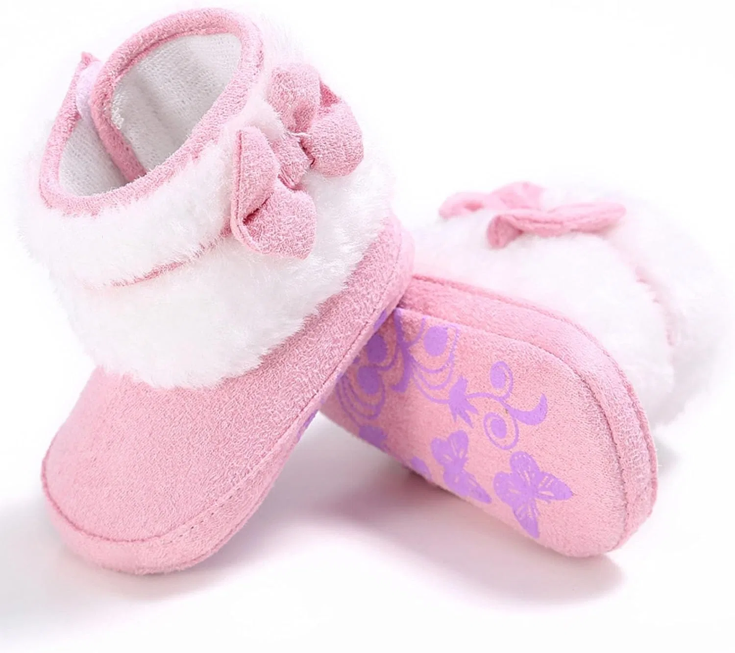 Детские зимние сапоги для девочек с искусственным мехом и бантами Zzalalana, Pink — фото 3