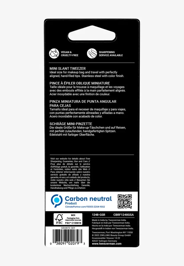 Пинцет для удаления волос Mini Slant Tweezers, Tweezerman, Blue — фото 3