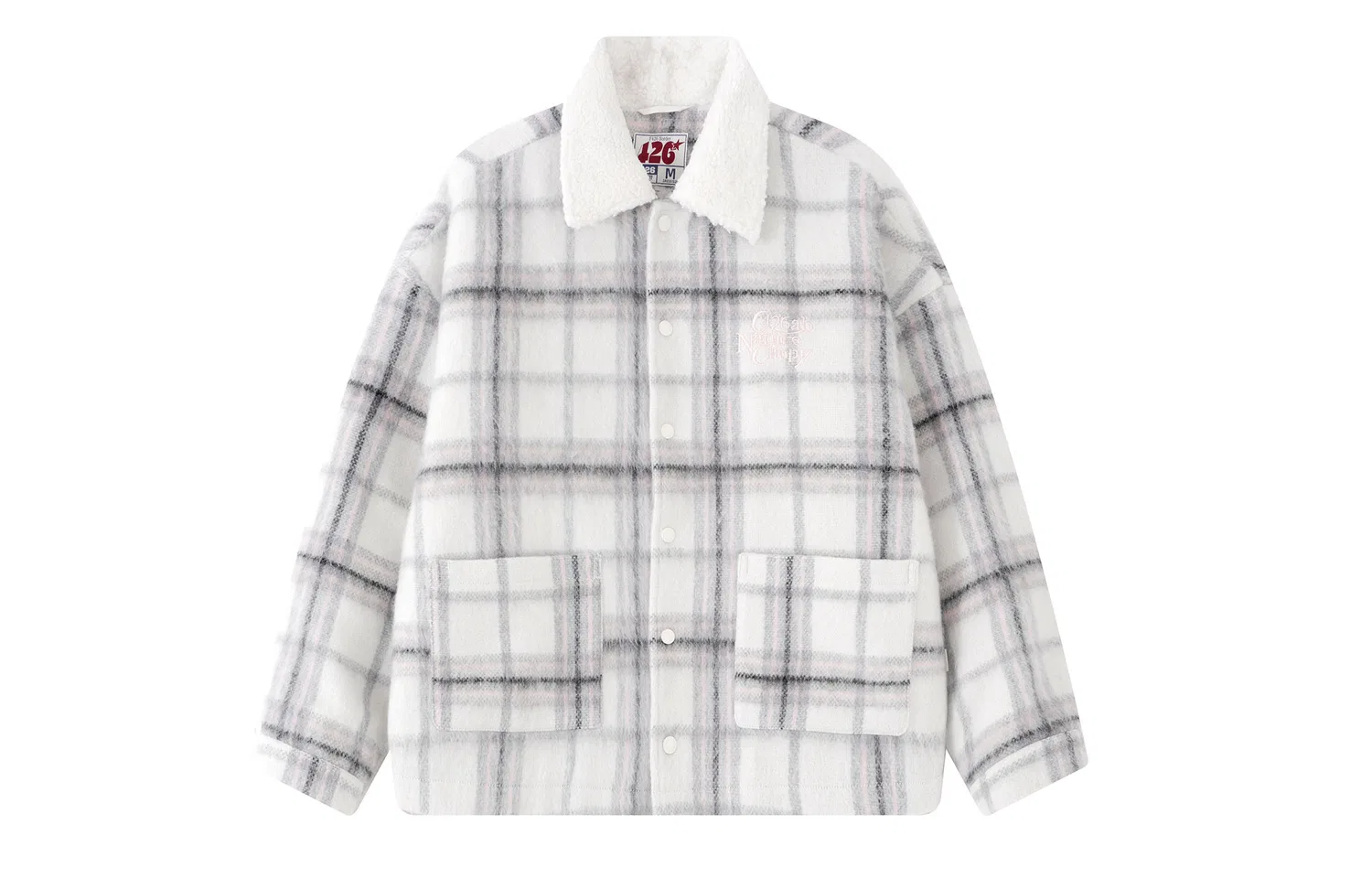 Детский пуховик с лацканами утепленный Pink White Plaid F426