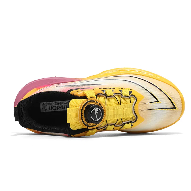 Детские кроссовки для бега из микрофибры WARRIOR, Yellow Rose Red Black — фото 4