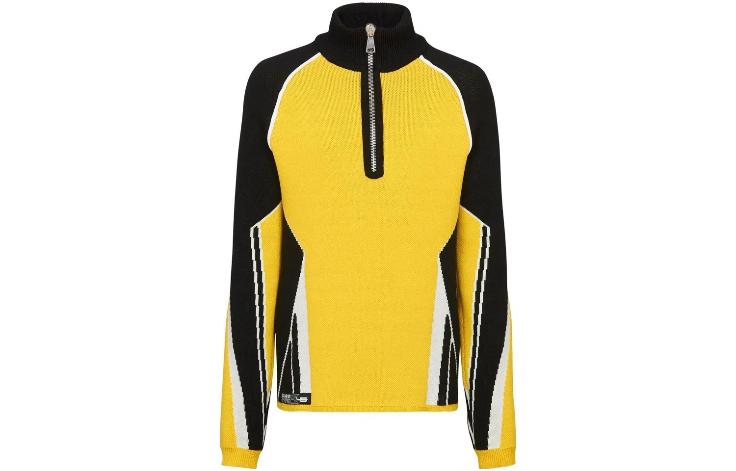Свитер с цветовой блокировкой и молнией, BALMAIN, Yellow