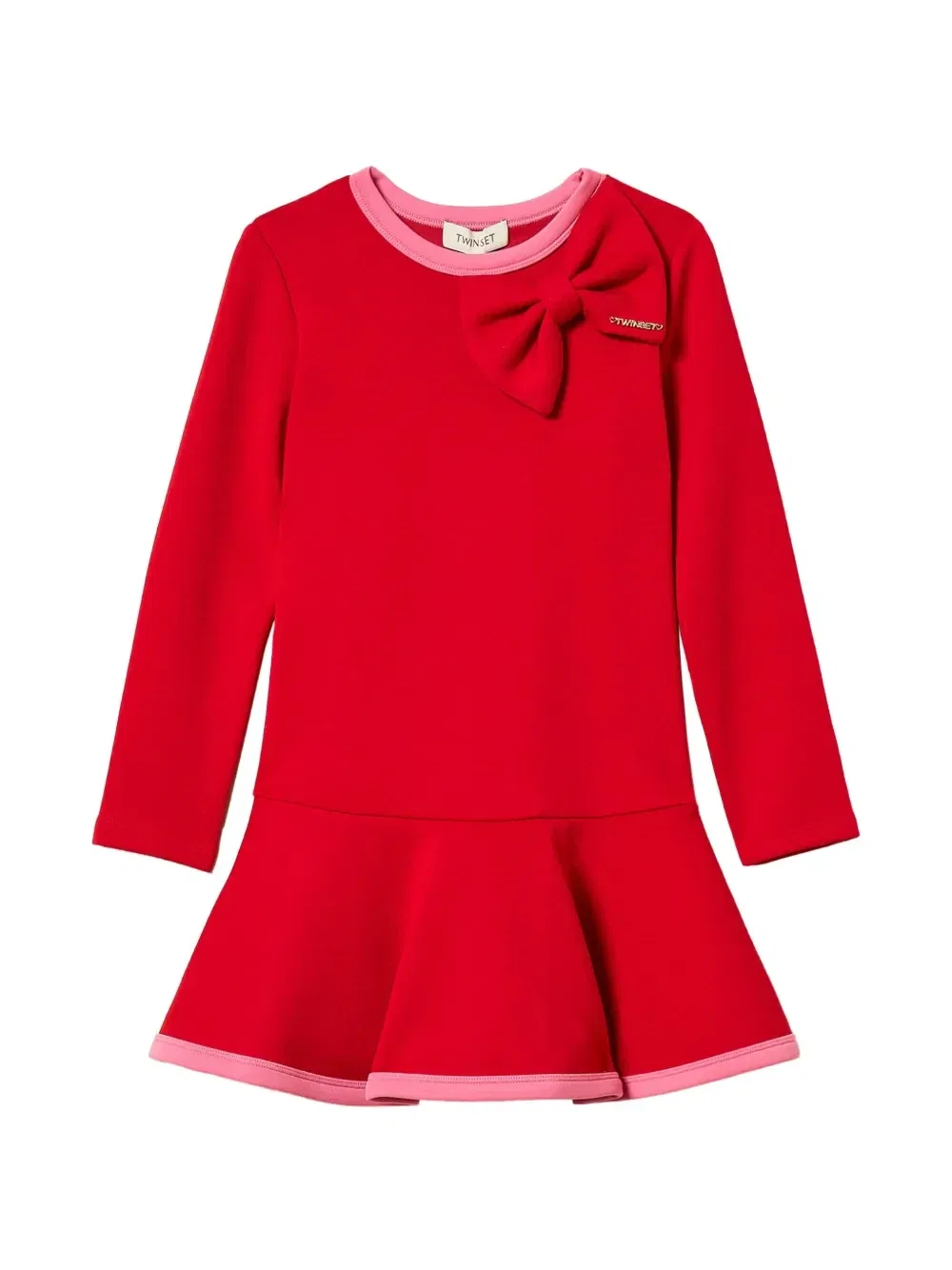 Короткое платье из неопрена с бантом Twinset Kids, красный