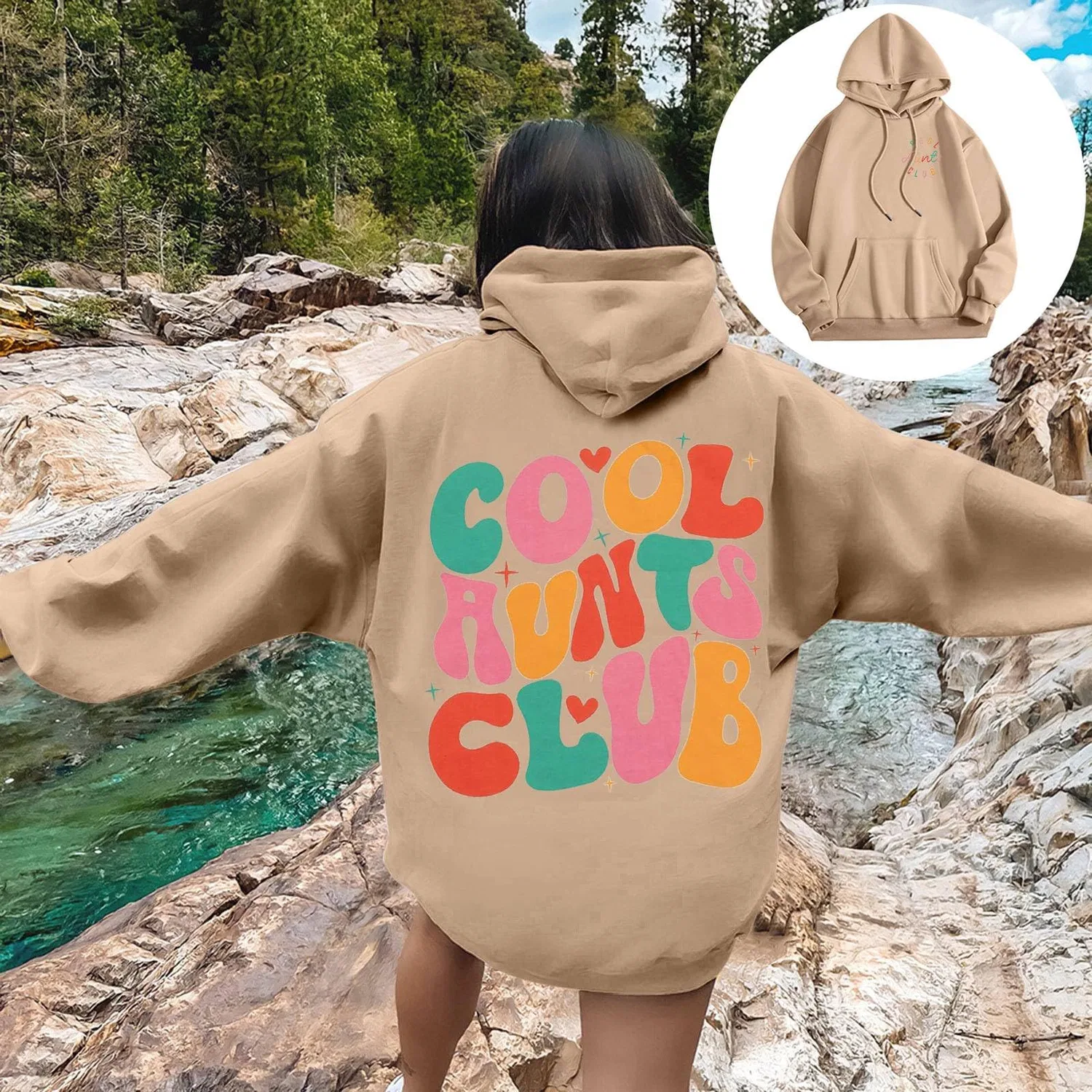 Женский худи с капюшоном и принтом Unisex Hooded Sweatshirt, 1-persimmon — фото 3