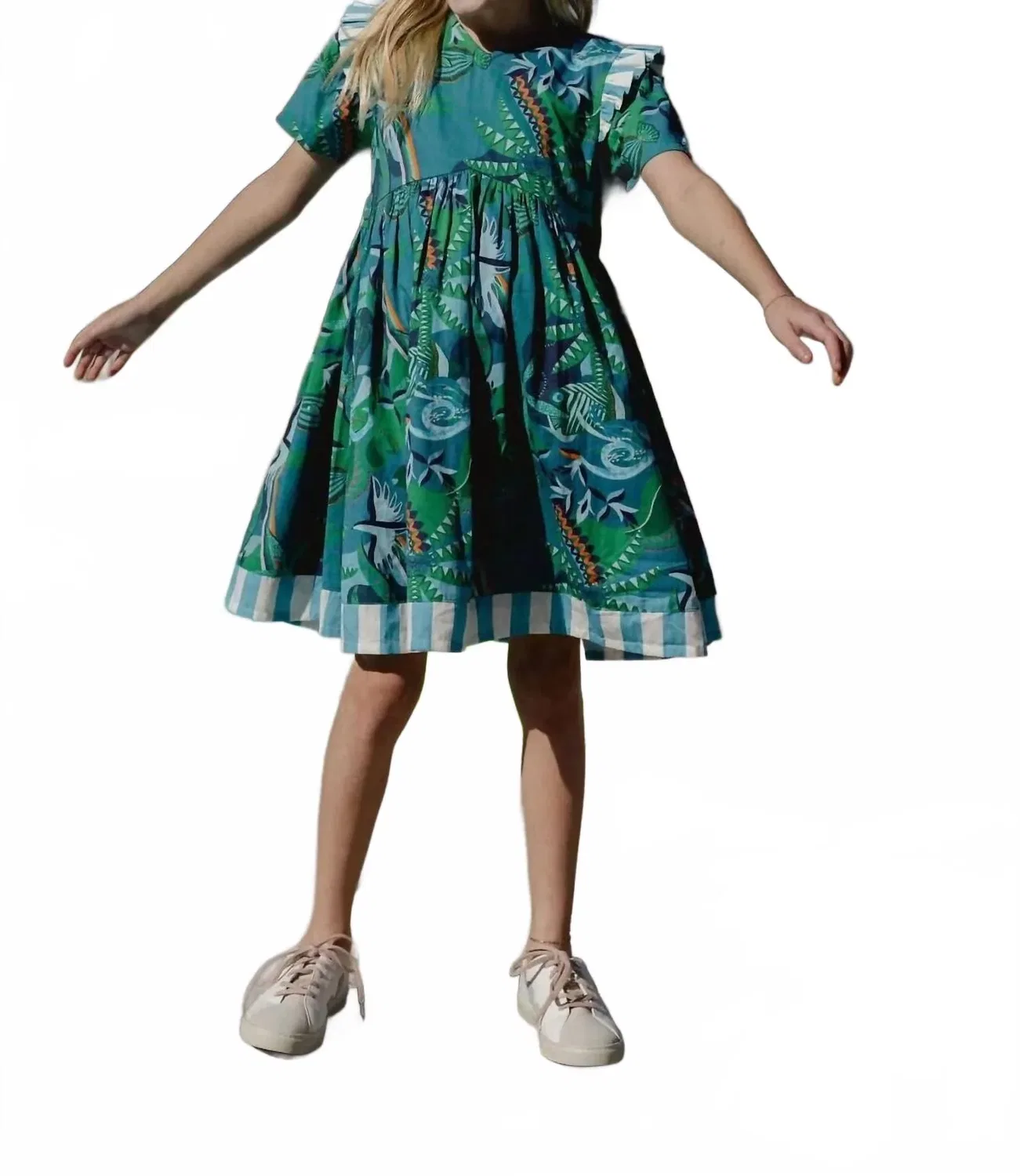 Детское платье для девочек с коротким рукавом Lotus Dress BRITON COURT, Blue Multi