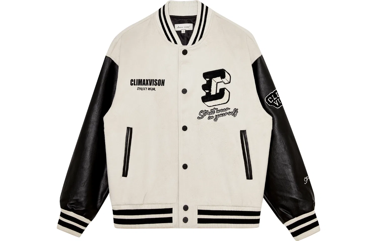 Детская бейсбольная куртка с воротником, прямого кроя, Baseball Jerseys, CLIMAX VISION, Beige & Black