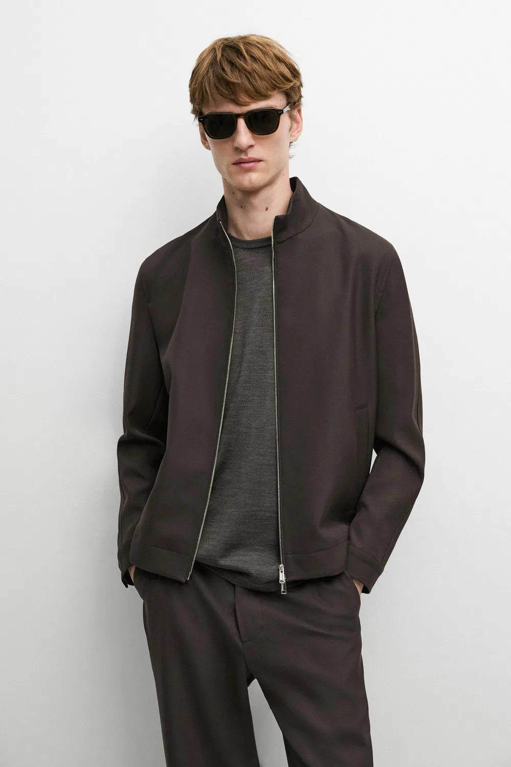 Куртка Massimo Dutti, из высококачественной шерсти, коричневая — фото 3