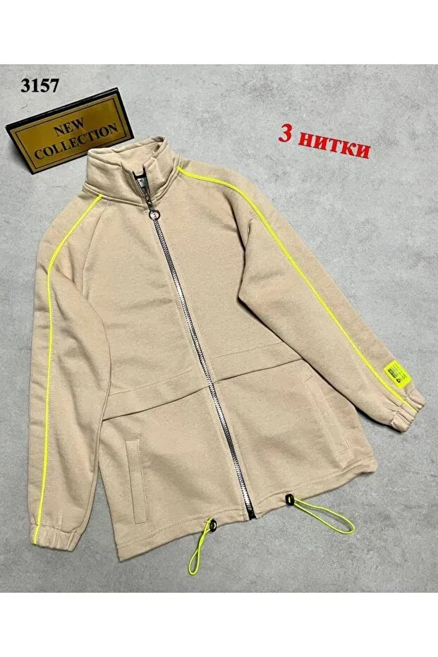 Детская спортивная куртка для девочек с длинным рукавом Minimoda Kids, Beige — фото 3