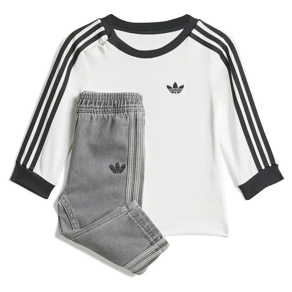 Комплект джинсовой футболки с длинным рукавом и носков Adidas Originals, белый