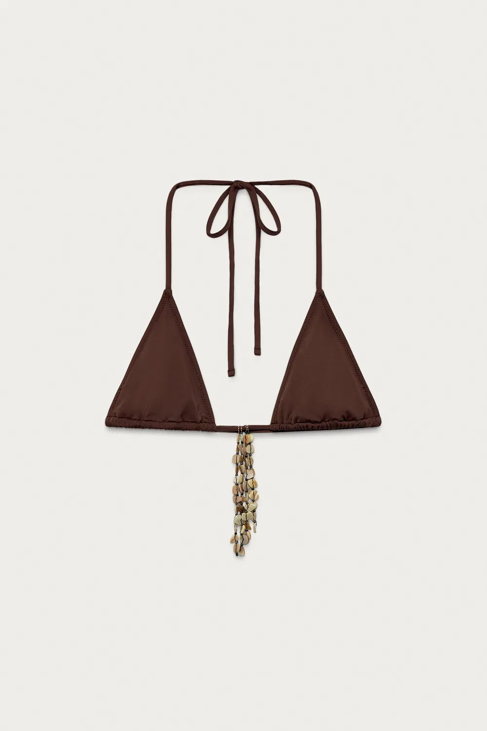 Топ от бикини Marisa Berenson x Zara Shell Triangle, Brown