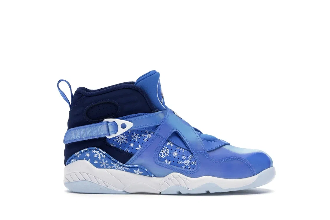 Детские кроссовки с модельным названием Jordan 8 Retro от бренда Jordan, Cobalt Blaze/Blue Void-White