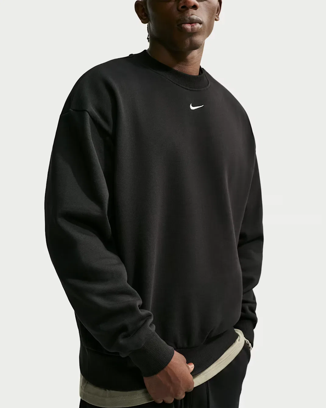 Мужская толстовка с круглым вырезом Nike Solo Fleece, Total Black/Sail — фото 3