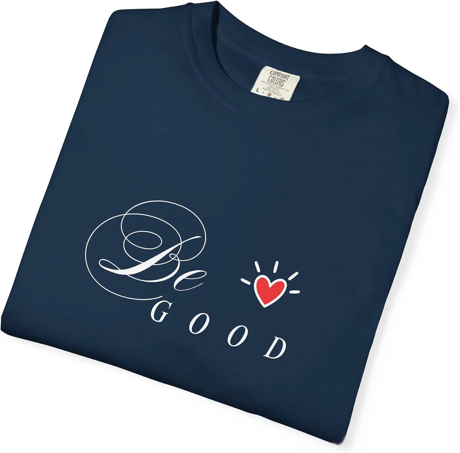 Футболка с принтом Be Good Heart Comfort Colors, True Navy — фото 4