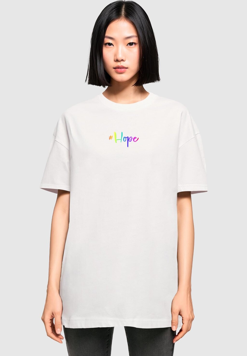 

Футболка с принтом HOPE RAINBOW OVERSIZED BOYFRIEND TEE Merchcode, цвет white