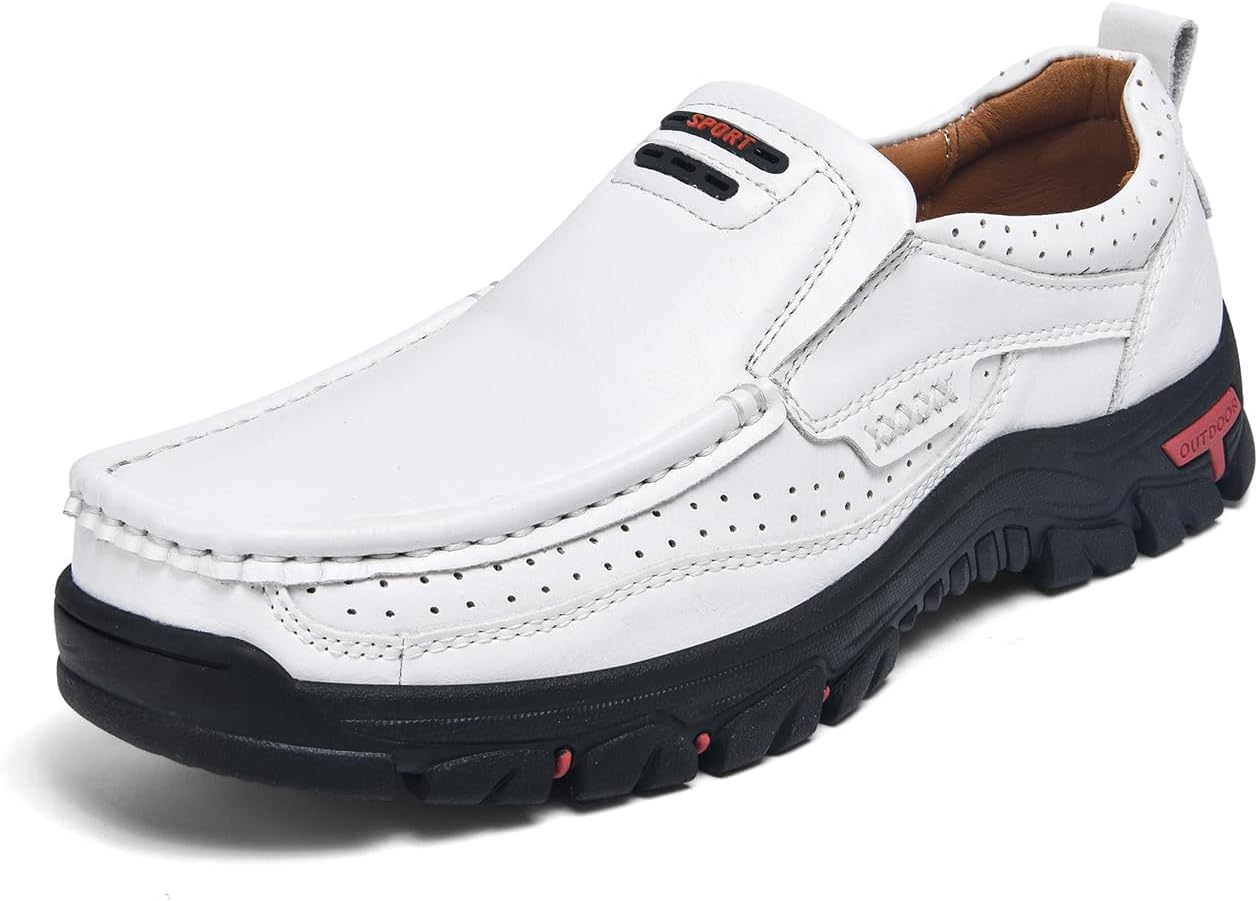 

Мужские повседневные кожаные лоферы-мокасины на процессорной подошве, комфортные, противоскользящие, для ходьбы, дышащие, с мягкой подошвой, для офиса и вождения Tsuukuie, белый