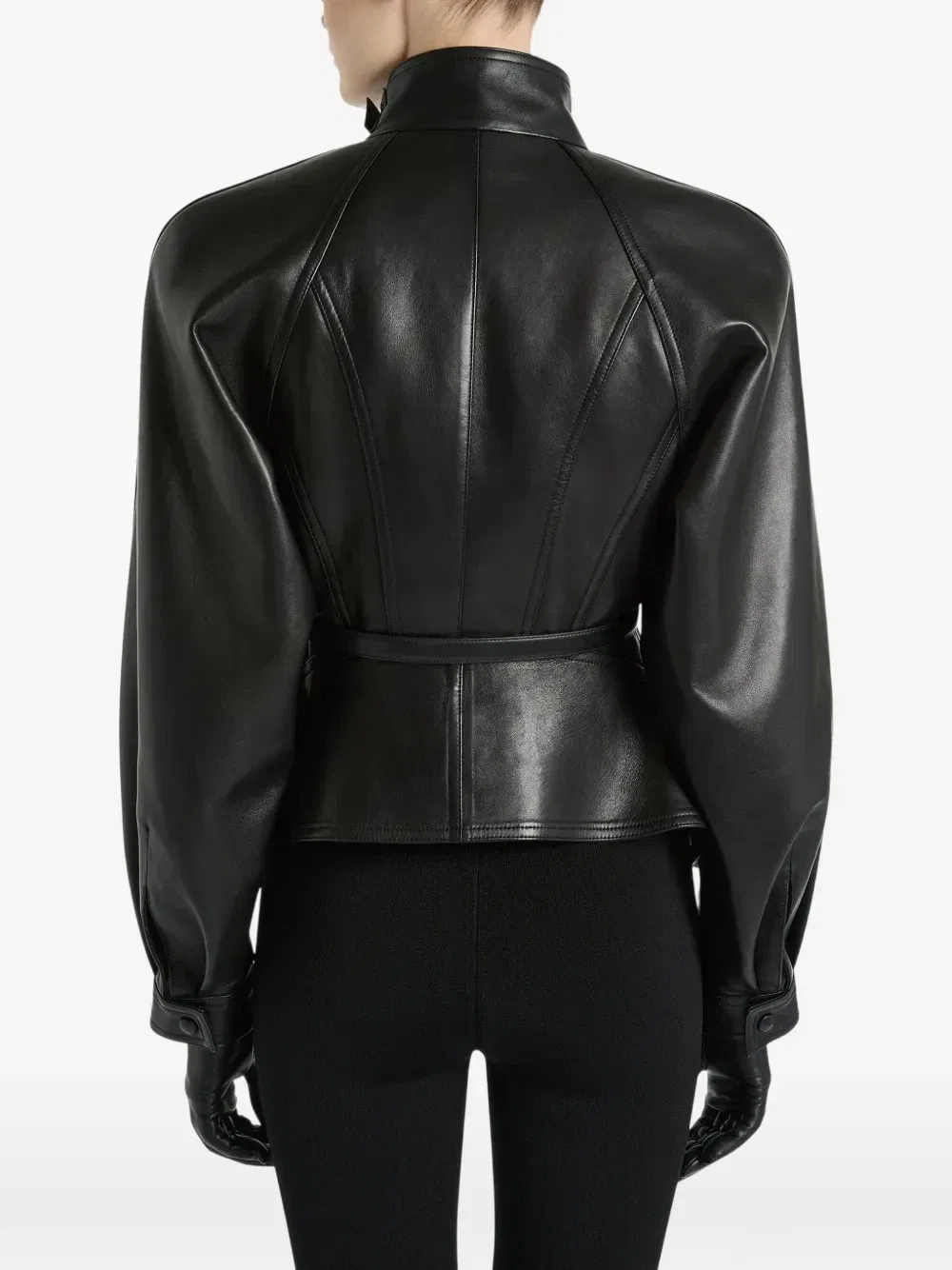 Куртка-баска из овечьей кожи Balmain, черный — фото 4
