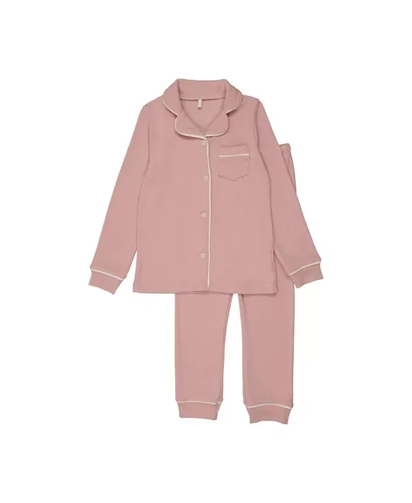 Детский комплект пижам для девочек с рифленой тканью Little Kid Big Kid Pouf, розовый