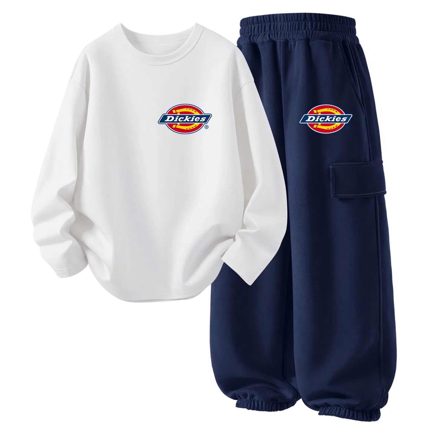 Детский комплект из футера с принтом Dickies, White/Black — фото 4