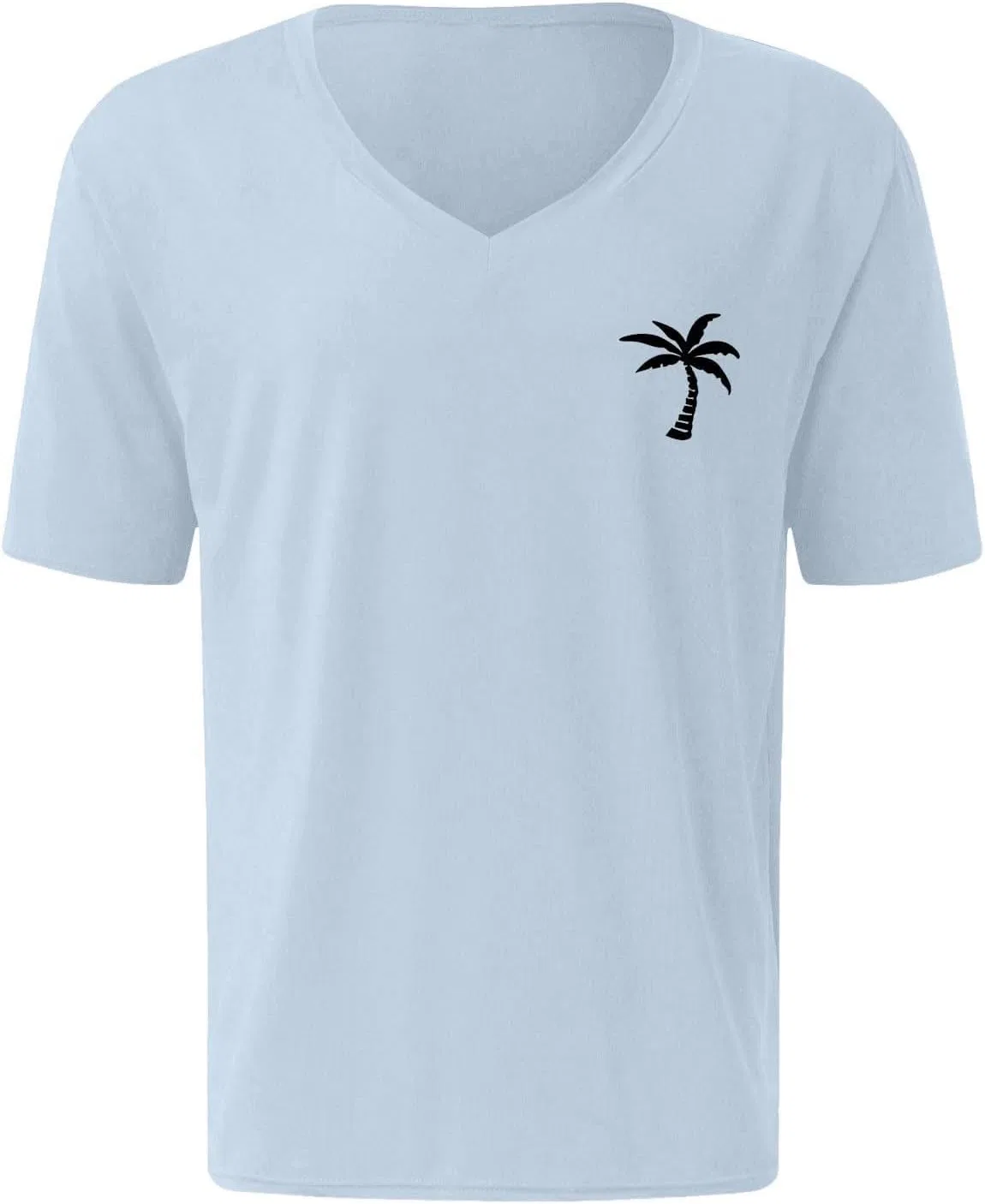 Мужская футболка с пальмой V-образным вырезом Light Blue — фото 4