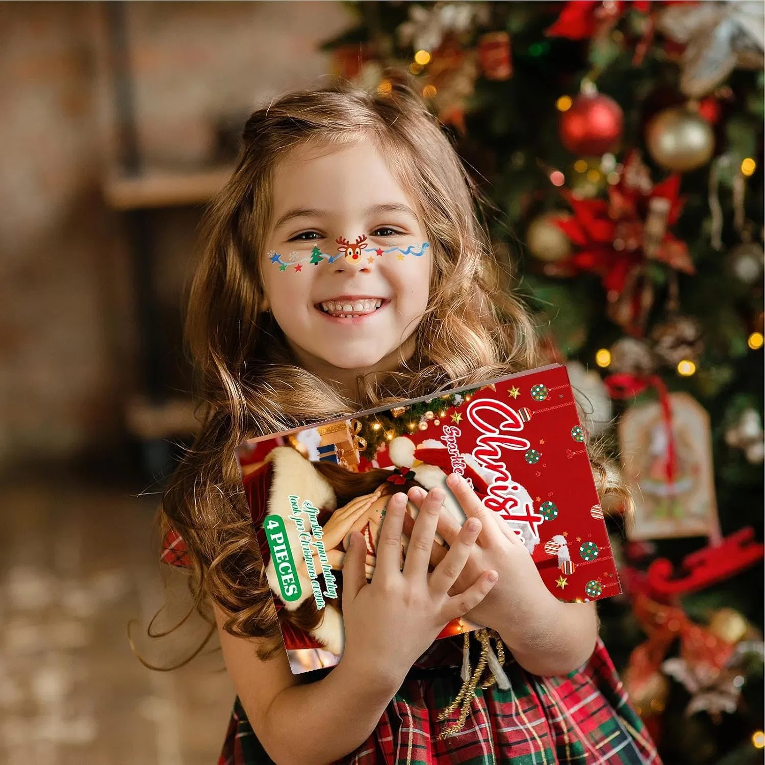Набор блестящих наклеек для лица, 4 шт, Glitzer Aufkleber, Weihnachten Generisch — фото 3