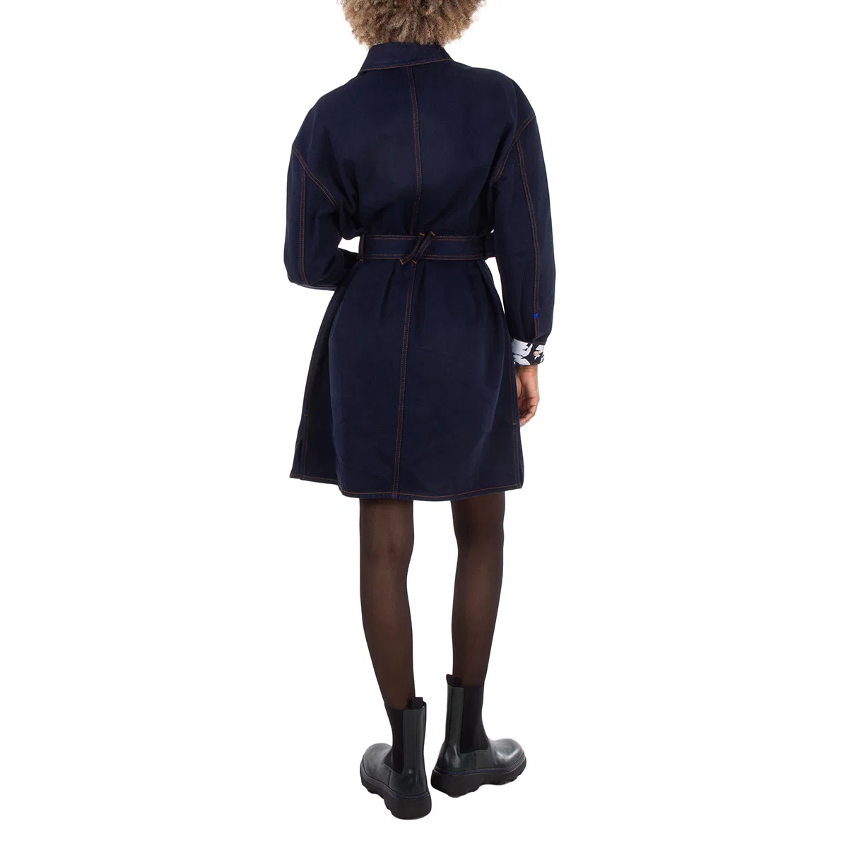 Платье-рубашка из денима с поясом Japanese Belted Denim Shirtdress Burberry, Indigo Blue — фото 4
