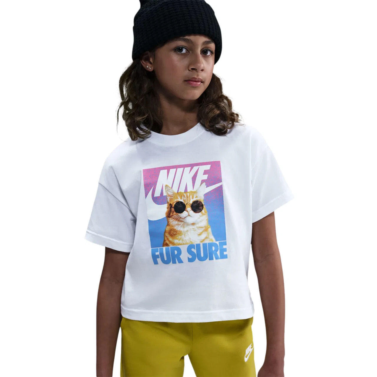 Футболка для девочек NSW Photo Animal Nike, цвет White/Purple
