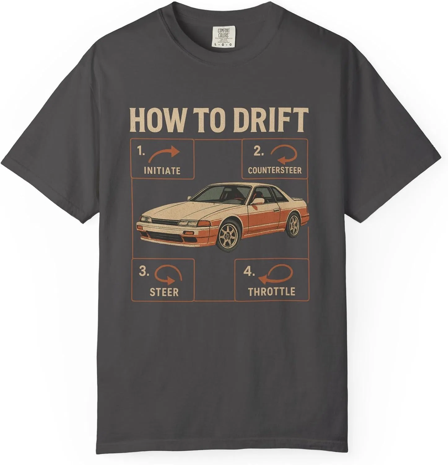 Футболка с дрифт-графикой Retro JDM Comfort Colors 1717, Graphite