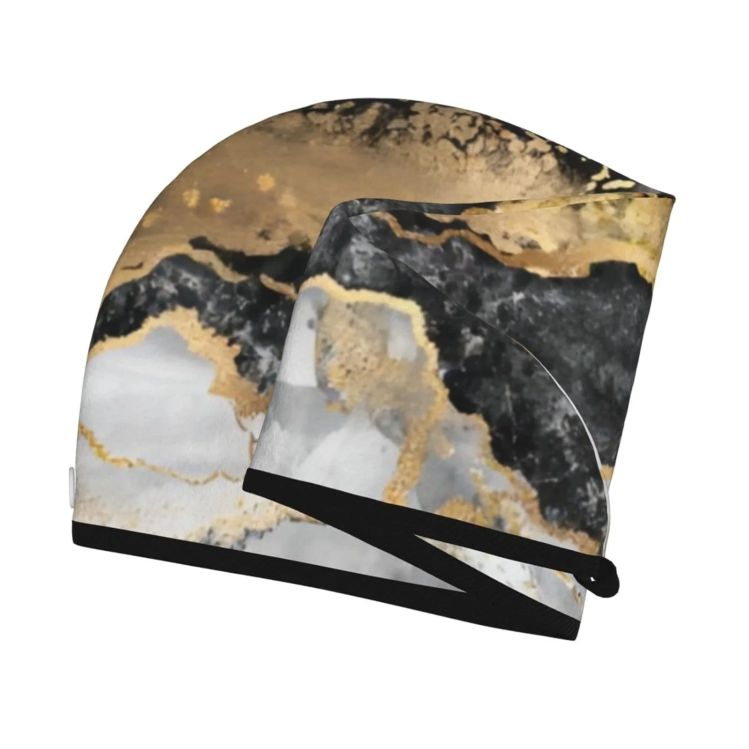 Шапочка для душа TOPUNY, Black/white/gold foil marble — фото 3