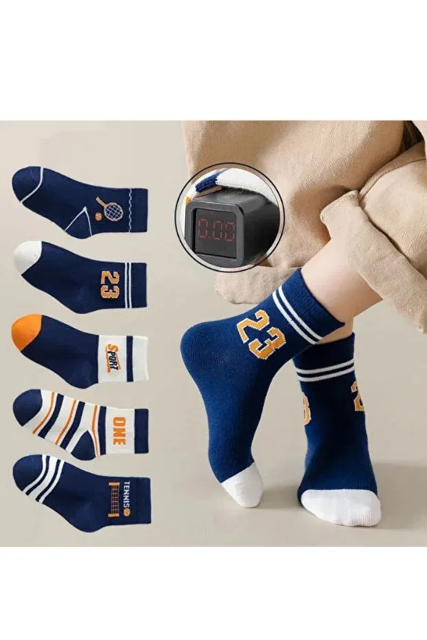 Детские носки с принтом 5 пар Tennis Series Hobins Sportswear & Company, Multicolor