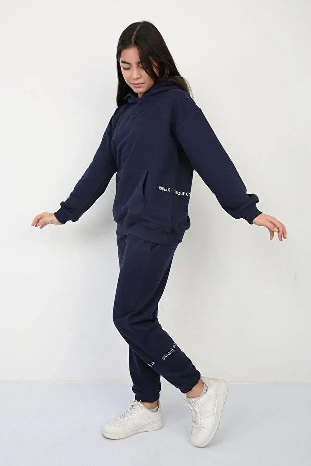 Детское худи для девочек хлопковое Replix, Navy Blue — фото 3