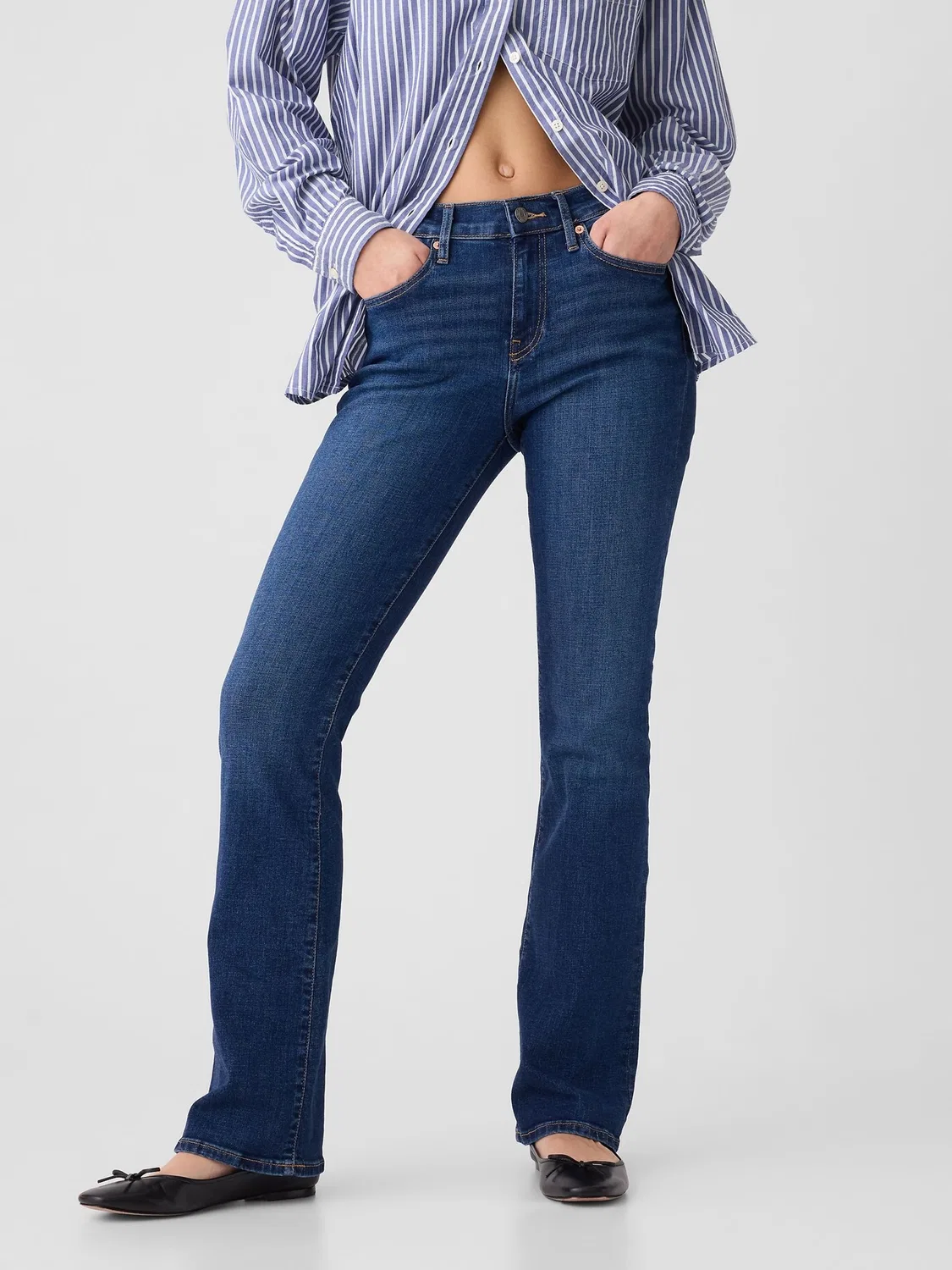 Джинсы boot cut, средняя посадка Gap, синие — фото 3