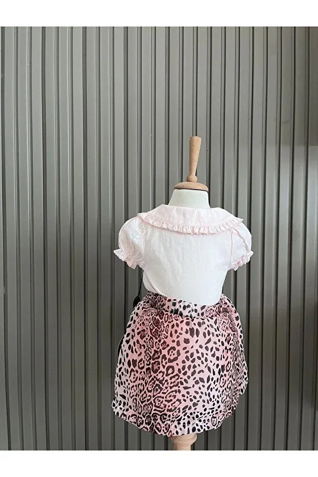 Детский комплект для девочек с принтом Leopard Skirt And Bow Boutique Set Moonstar, Multicolor — фото 3