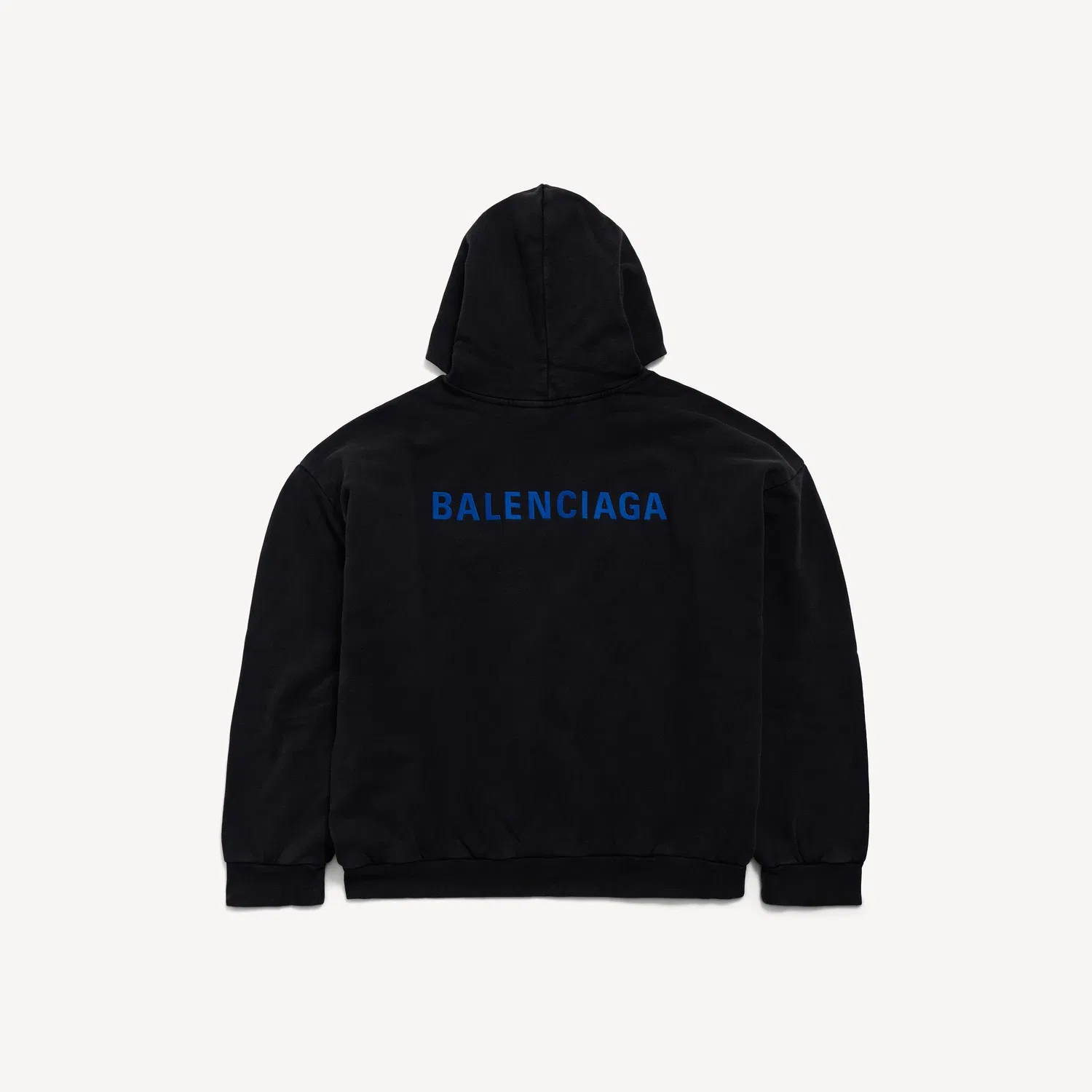 Мужское худи Balenciaga с логотипом на спине, средней посадки, выцветшее черное/синее, черный — фото 2