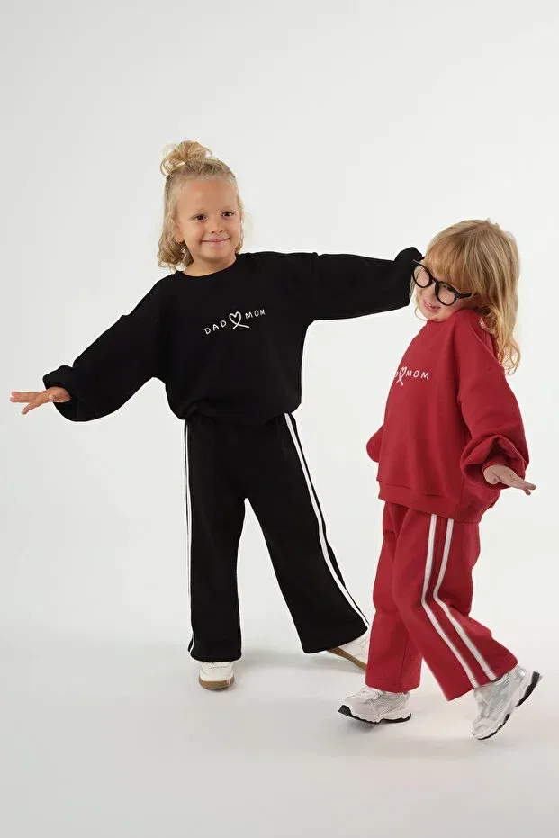 Детские свитшот для девочек с принтом Dad-Mom sweatshirt Mioma Kids, Black — фото 3