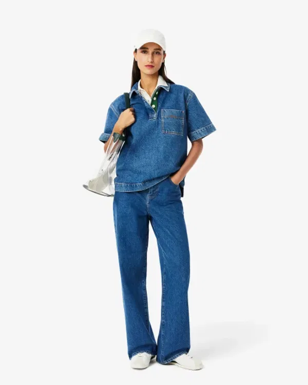 Рубашка поло Lacoste из денима, CF0052-55G, цветной — фото 4