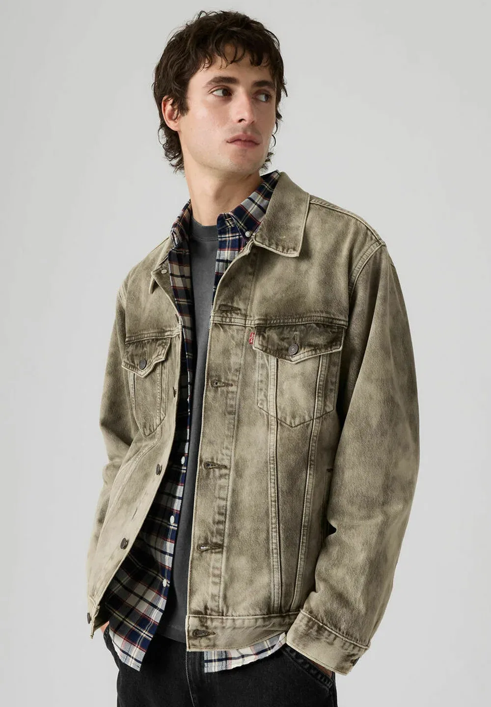 Свободная джинсовая куртка-тракер Levi'S, Wash It Out Rinse T - Greens — фото 4