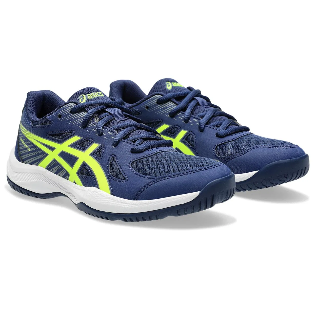 Детские кроссовки для мальчиков с шнуровкой Upcourt 6 Gs ASICS, Espanso Blu Giallo Di Sicurezza