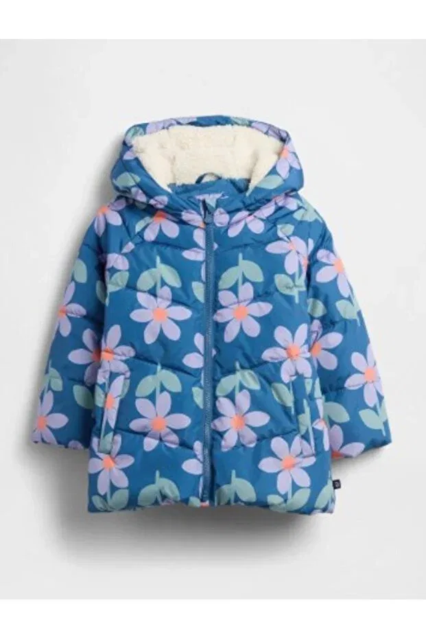 Детское зимнее пальто для девочек с принтом Gap Kids, Navy Blue