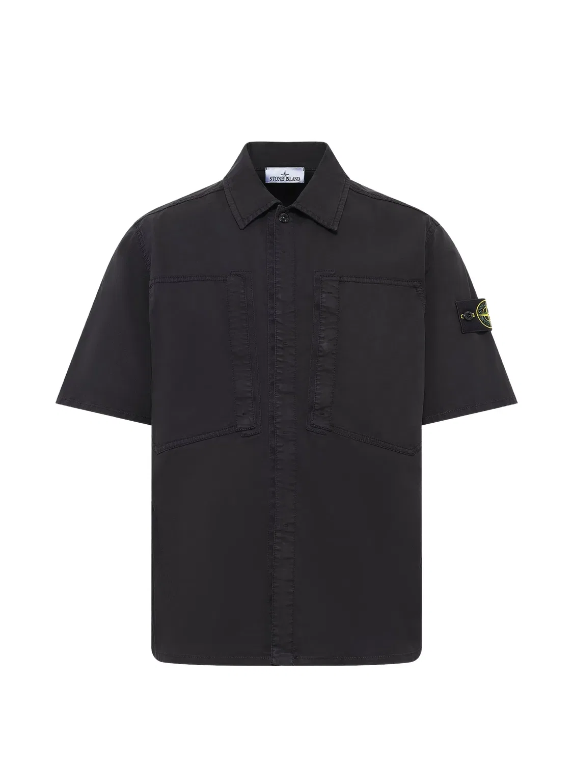 Твиловая рубашка из органического хлопка Stone Island, черный