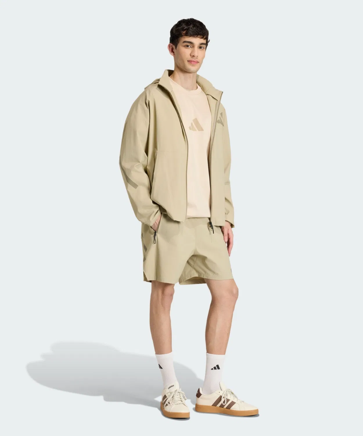 Мужской лонгслив с принтом Z.N.E. Woven Track Top Adidas, Brown — фото 4