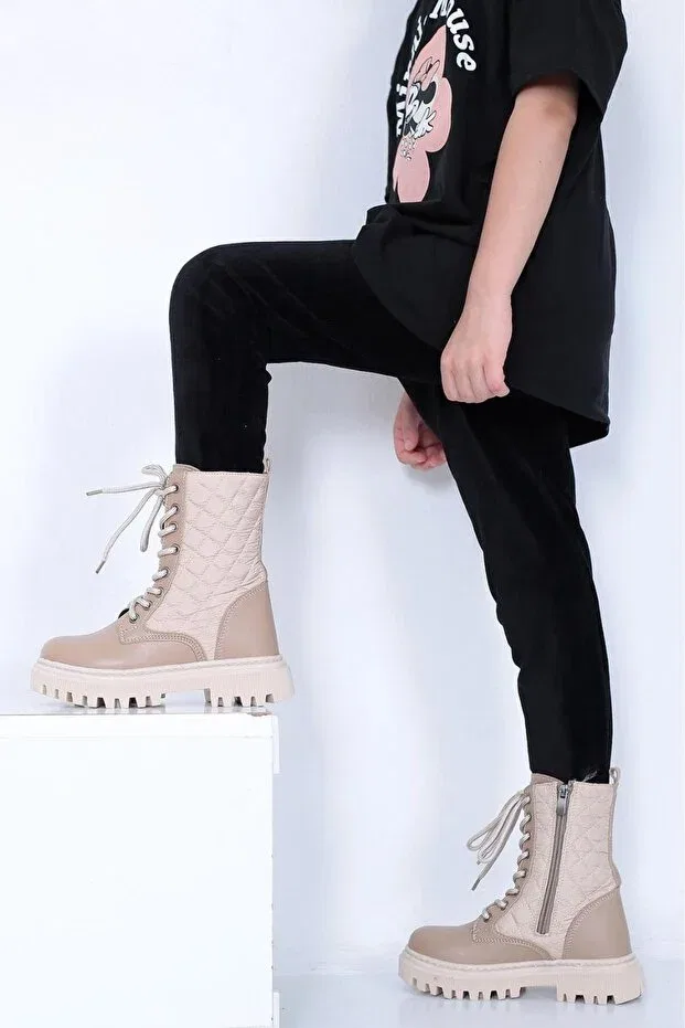 Детские ботинки для девочек с принтом Lady Classy, Beige