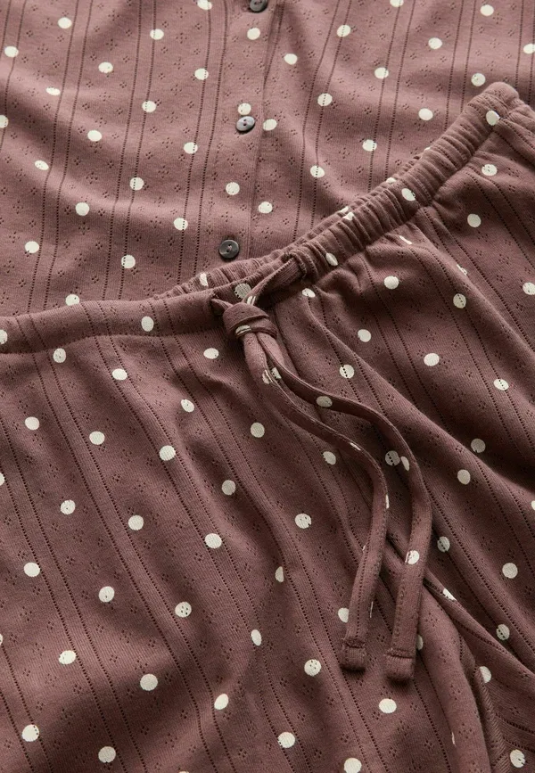 Пижамный комплект из хлопка, Regular fit pointelle short pyjamas set, Next, chocolate brown spot, коричневый/шоколадный — фото 4